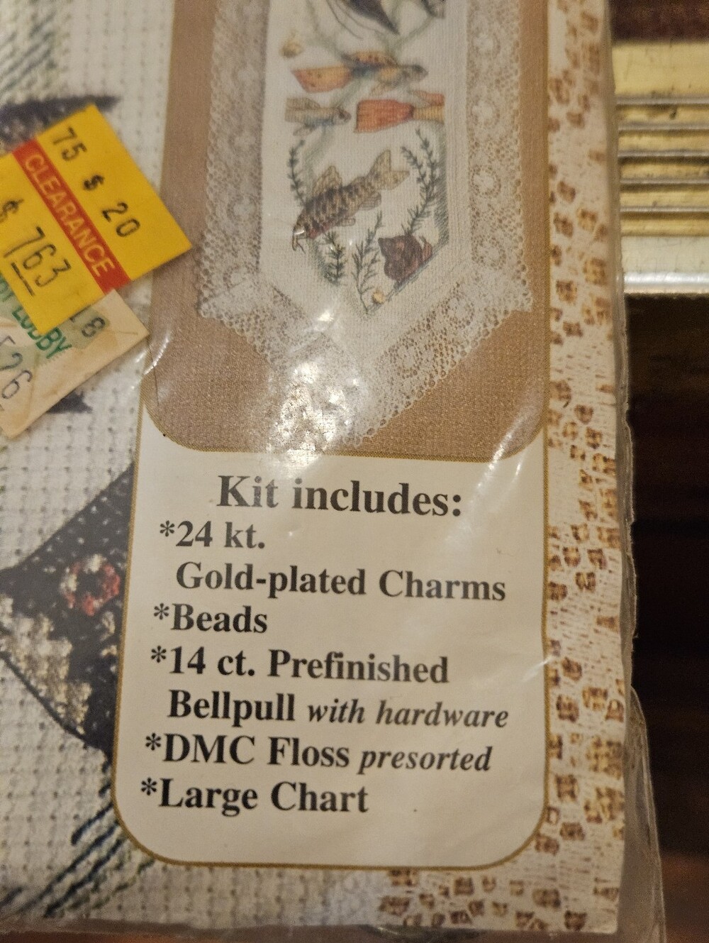 Design Charmers Bellpull Cross Stitch Kit #91-013 Exotic Fish 24kt-Plated New - Picture 3 of 4